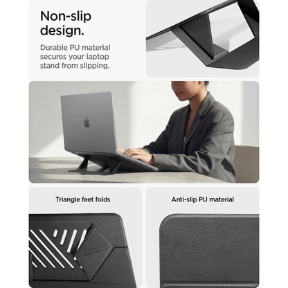 Spigen Slim Fold LD201-S6 stand til bærbar computer max. 14 tommer, sort AMP11115