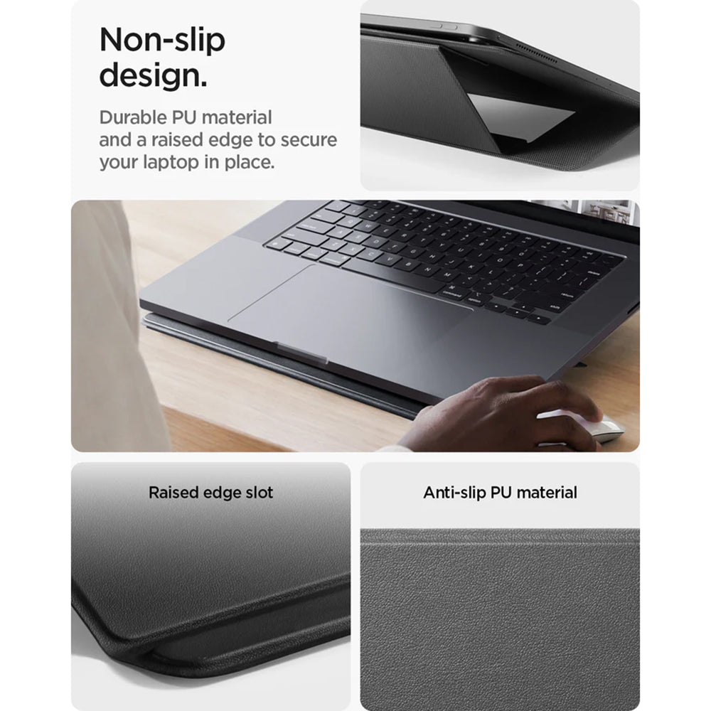 Spigen Slim Fold LD201-S7 stand til bærbar computer max. 14 tommer, sort AMP11116