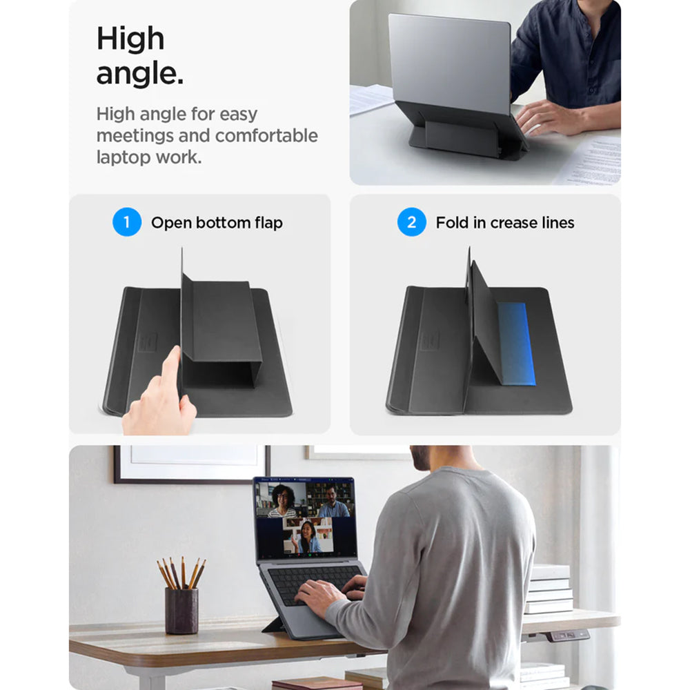 Spigen Slim Fold LD201-S7 stand til bærbar computer max. 14 tommer, sort AMP11116