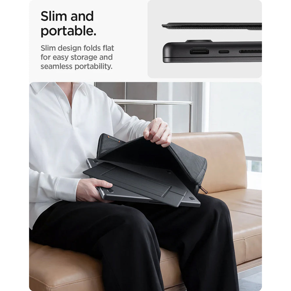 Spigen Slim Fold LD201-S7 stand til bærbar computer max. 14 tommer, sort AMP11116