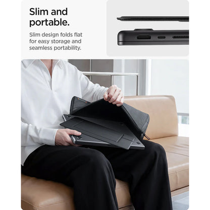 Spigen Slim Fold LD201-S7 stand til bærbar computer max. 14 tommer, sort AMP11116