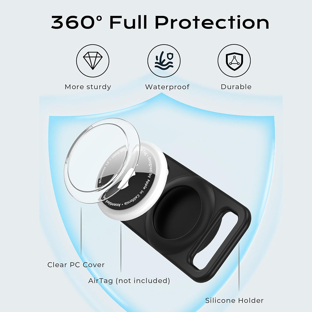 Techsuit BuddyGuard DG1 holder til Apple AirTag på kæledyrs halsbånd, Sort