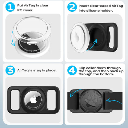 Techsuit BuddyGuard DG1 holder til Apple AirTag på kæledyrs halsbånd, Sort