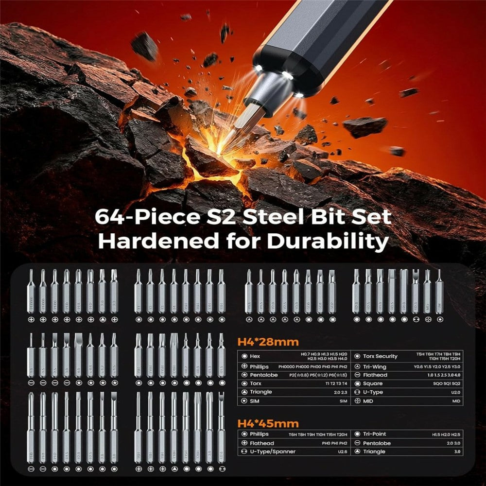 Axth Electric Screwdriver, 76in1, Gray