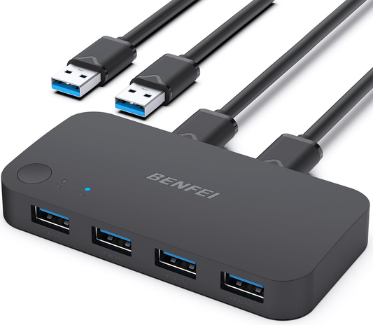 USB-switch Benfei, 4 x USB-A 3.0, Sort