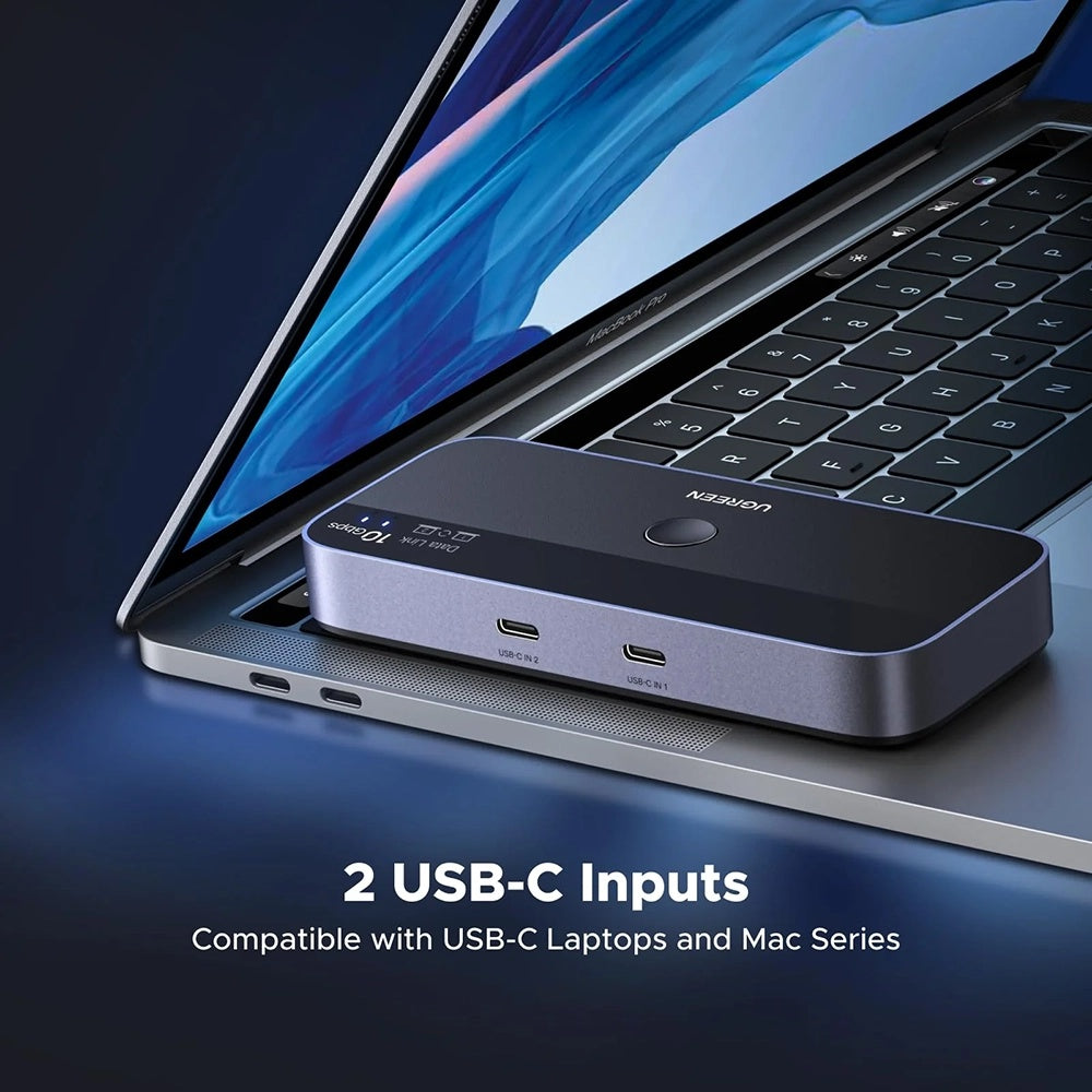 Switch USB UGREEN CM691 (45784), 3 x USB-A 3.2 - 1 x USB-C - 1 x miniUSB, Sort