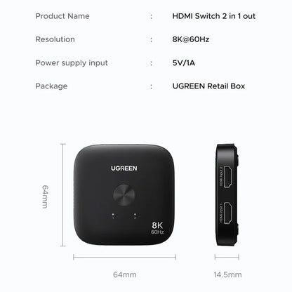 Switch Video HDMI UGREEN 65877, Sort