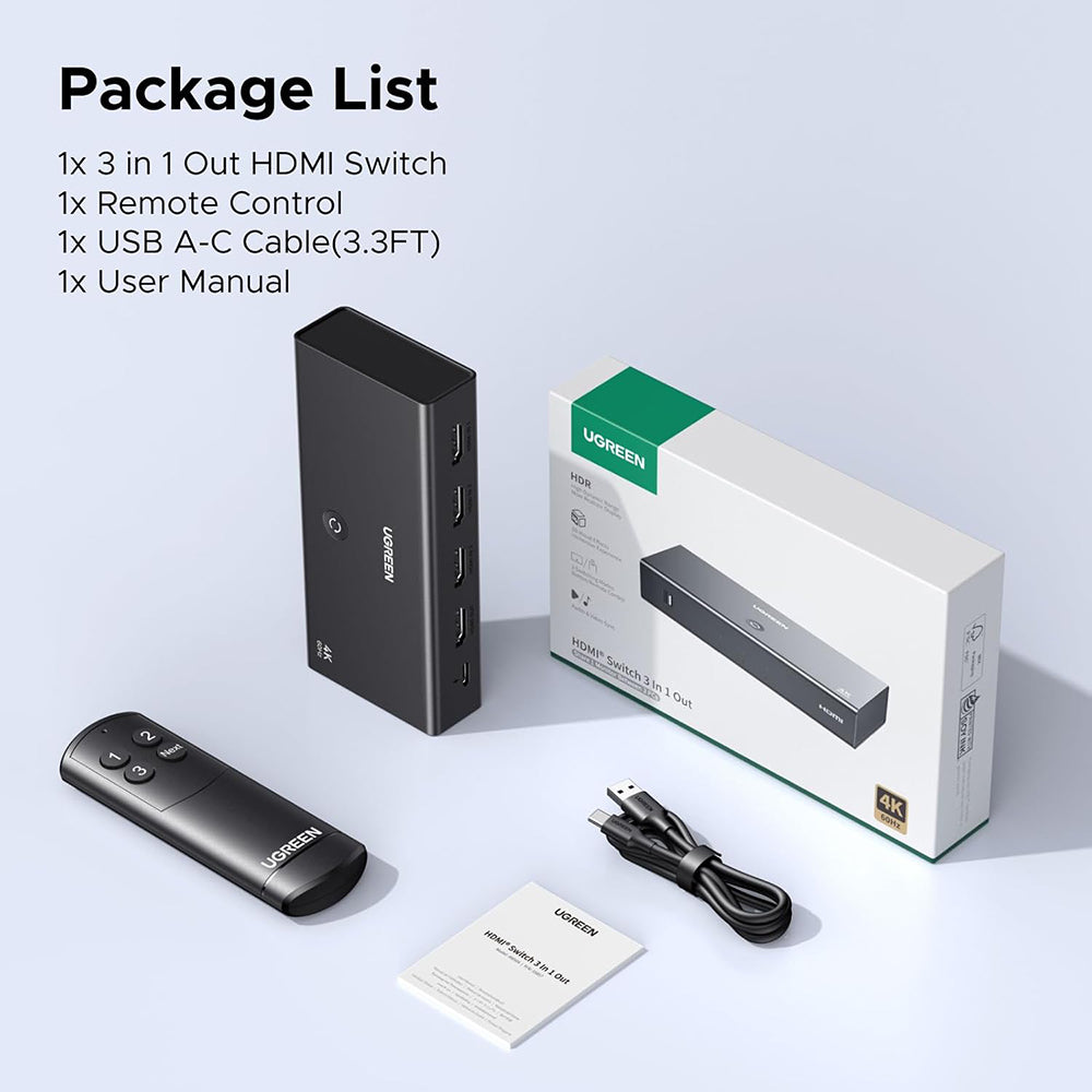 HDMI Video Switch UGREEN AW504 (55857), Sort