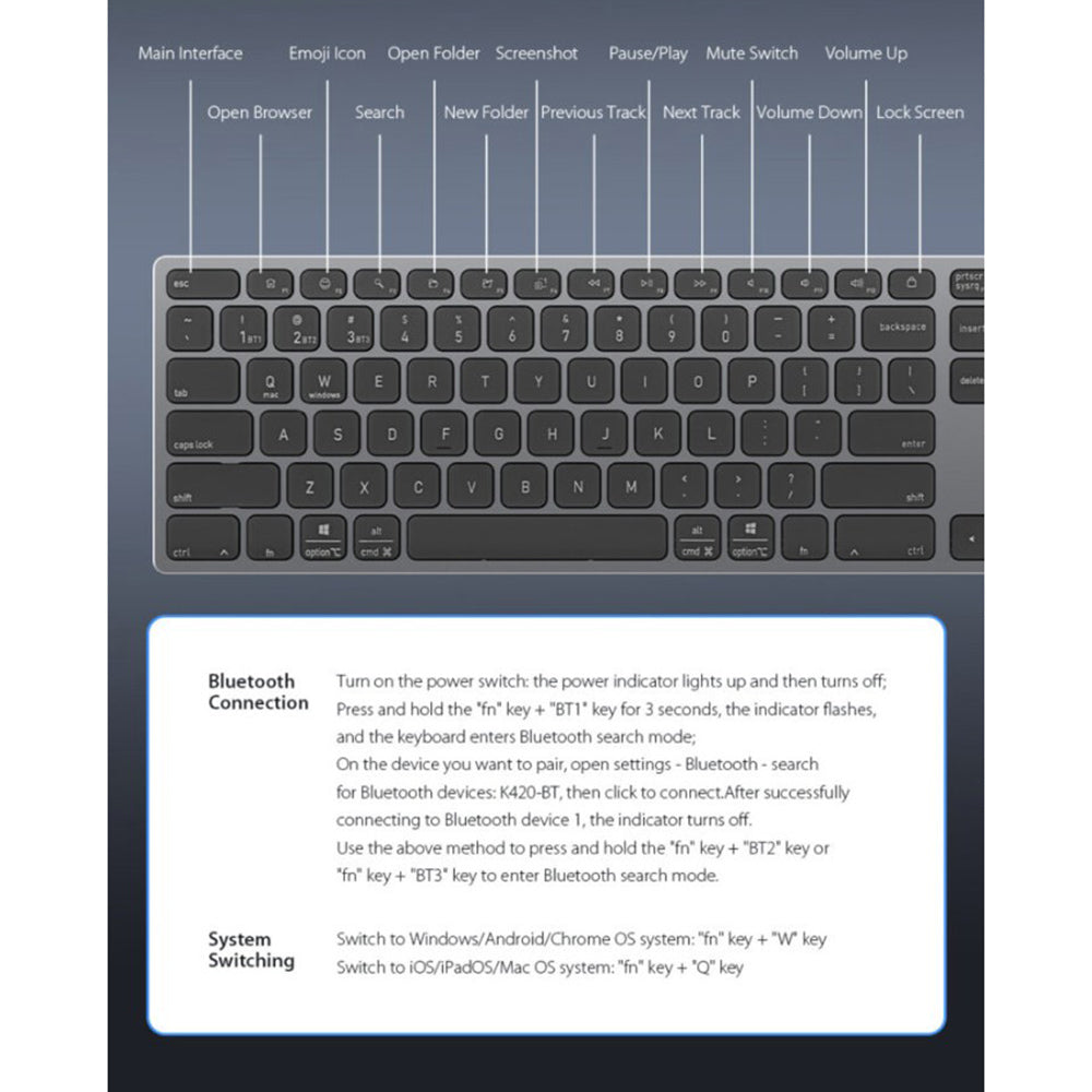 Bluetooth-tastatur DUX DUCIS LK, Sort