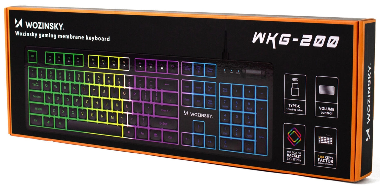 Gaming Tastatur Wired USB WZK WKG-200, RGB, 1,5m, Sort