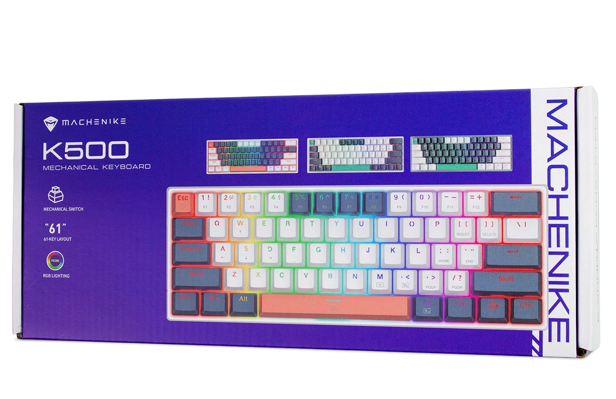 Gaming Tastatur Wired USB Machenike K500-B61 Mekanisk, RGB, Blå Hvid