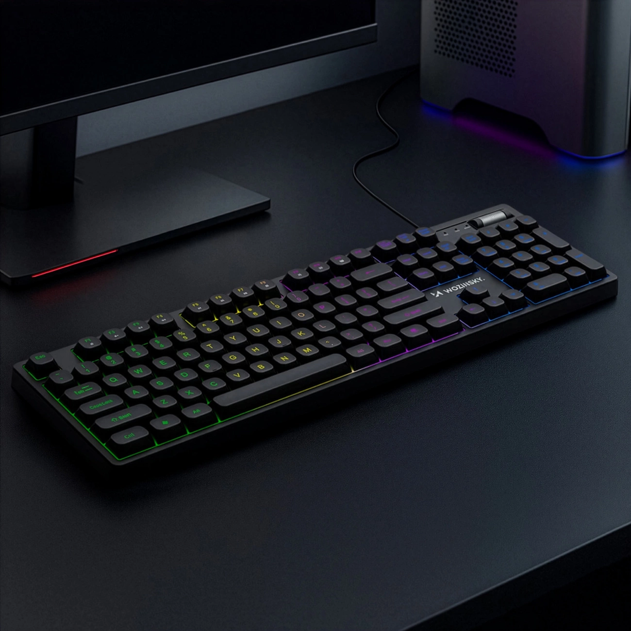 Gaming Tastatur Wired USB WZK WKG-200, RGB, 1,5m, Sort