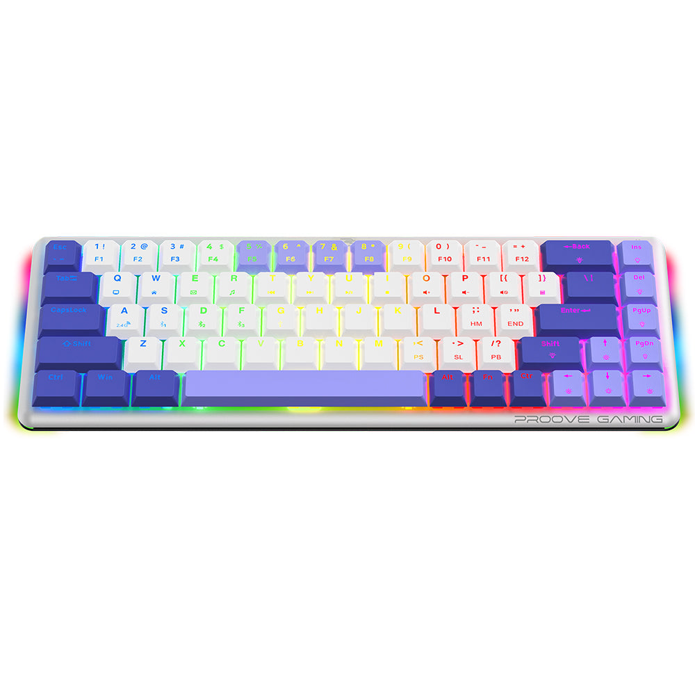 Trådløst Gaming Tastatur Proove AFK, RGB, BT / Wi-Fi / Kablet, 1.5m, Hvid WKAFKEN22002