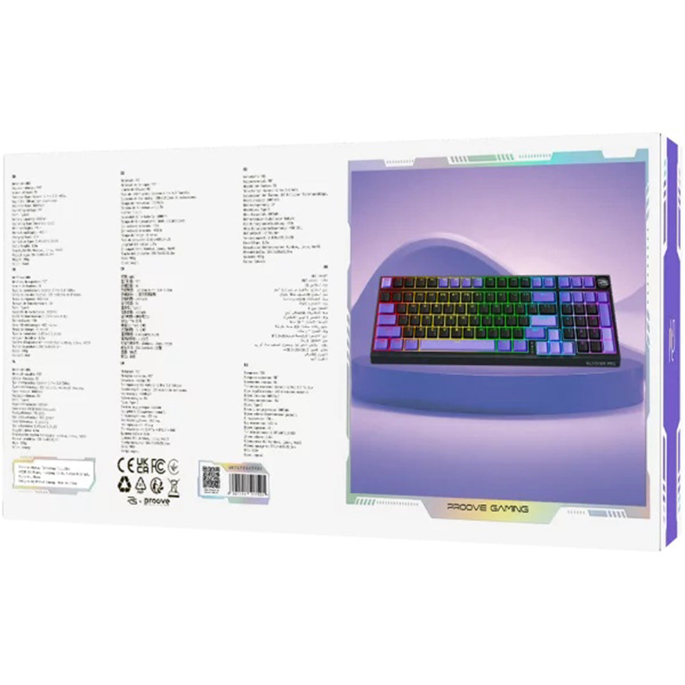 Gamingtastatur Proove Slicker Pro, trådløs, RGB, BT / Wi-Fi / kablet, 1,8m, sort WKSLPEN22416