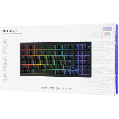 Gamingtastatur Wireless Proove Slicker, RGB, BT / Wi-Fi / Kablet, 1.8m, Sort WKSLEN00022401