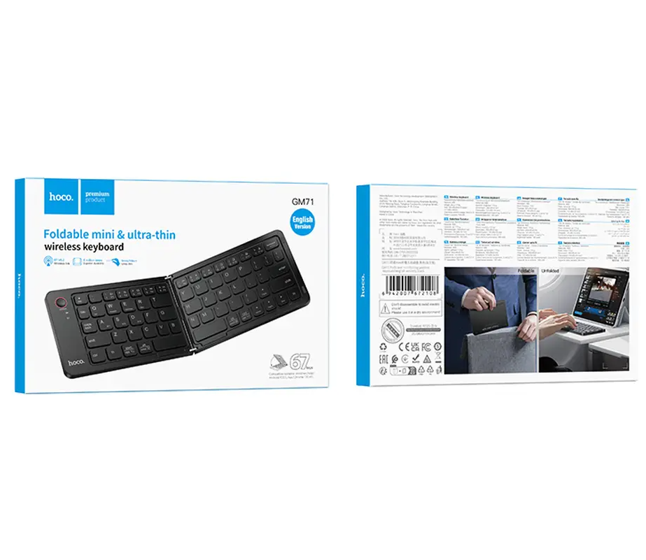HOCO GM71 Foldbar Bluetooth Tastatur, Sort