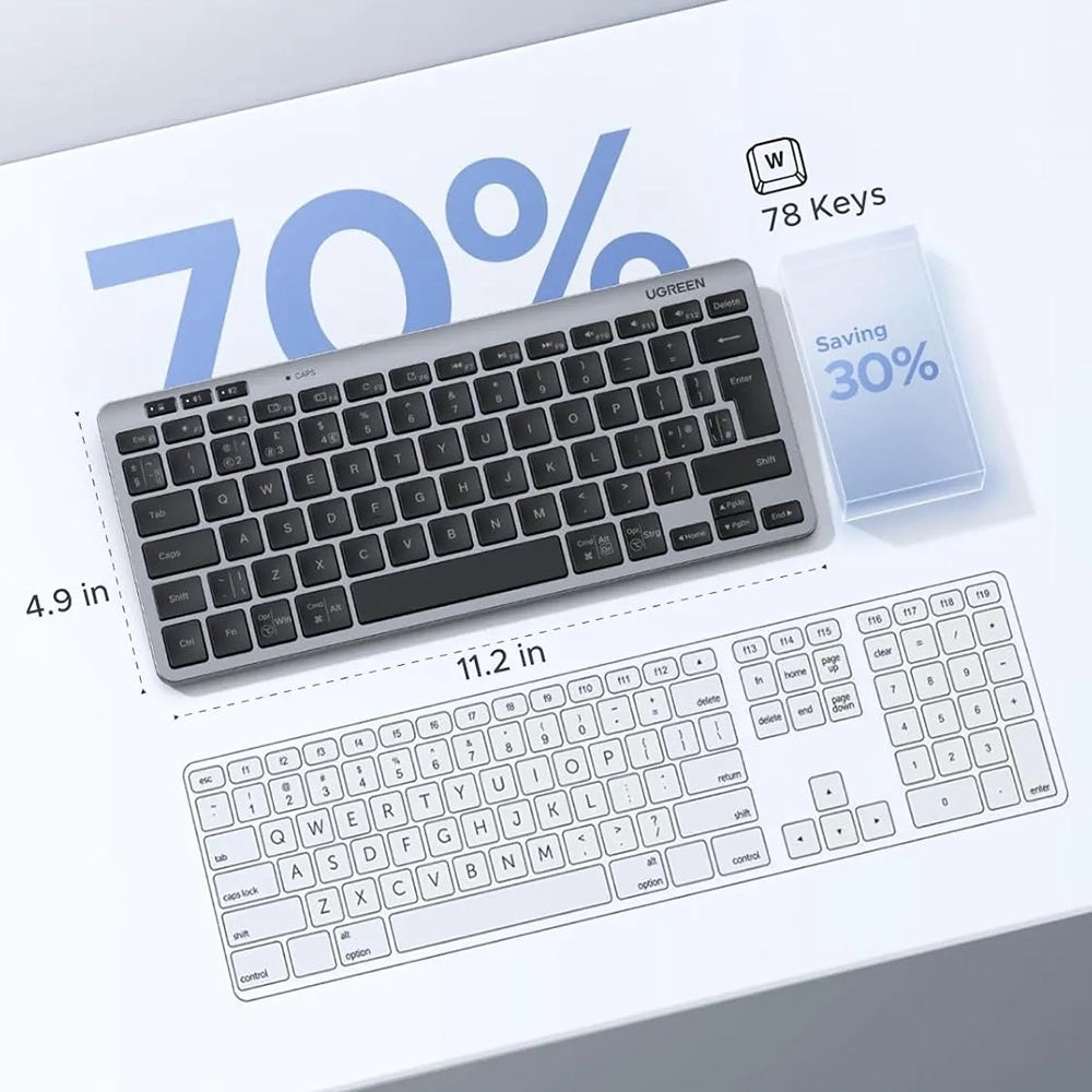 Trådløst tastatur UGREEN 75049, BT / Wi-Fi, Sort