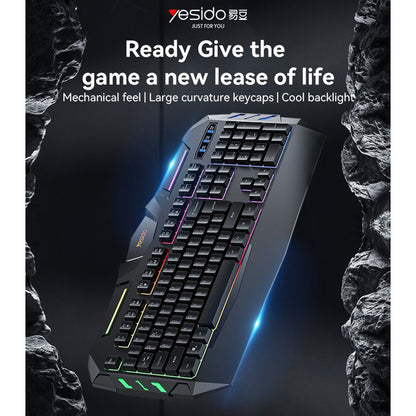 Trådløst tastatur Yesido KB21, RGB, 1.5m, Sort