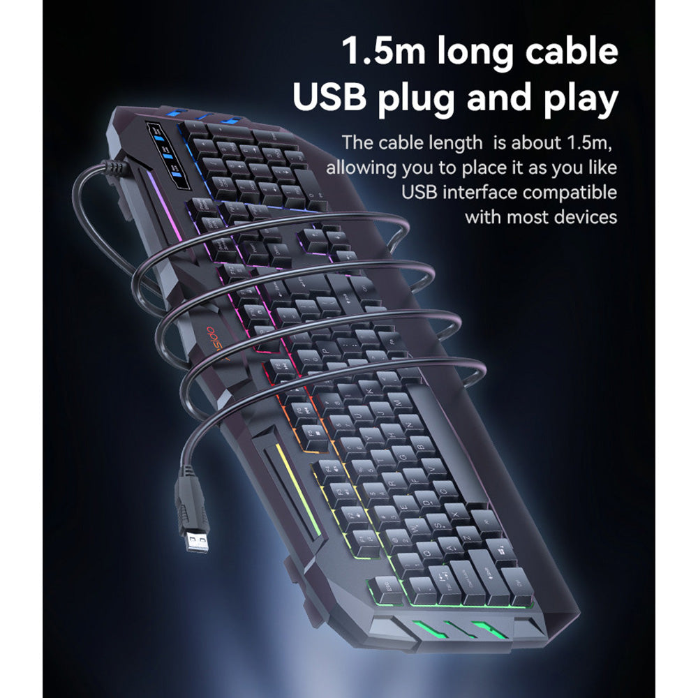 Trådløst tastatur Yesido KB21, RGB, 1.5m, Sort