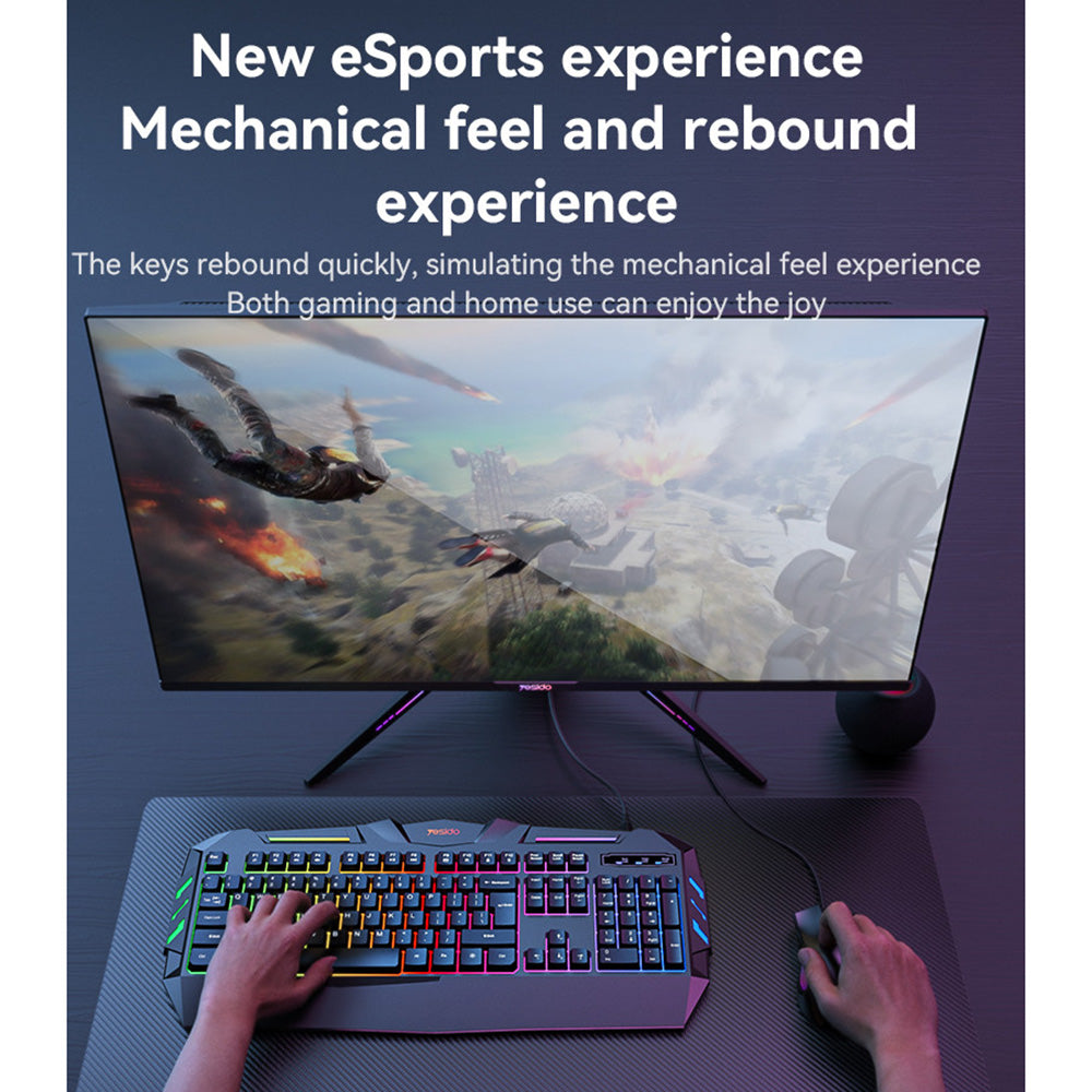 Trådløst tastatur Yesido KB21, RGB, 1.5m, Sort