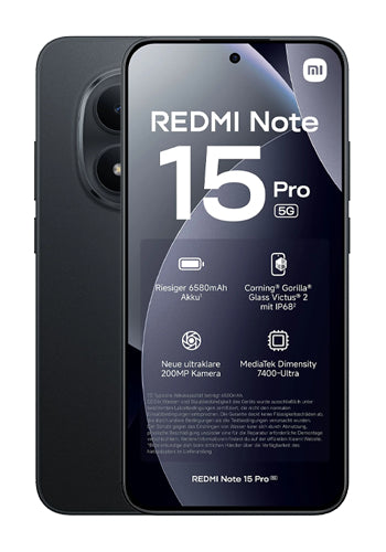 Mobiltelefon Xiaomi Redmi Note 15 Pro 5G, 512GB, 8GB, Sort