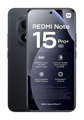 Mobiltelefon Xiaomi Redmi Note 15 Pro+ 5G, 512GB, 12GB, Sort MZB0LW2EU