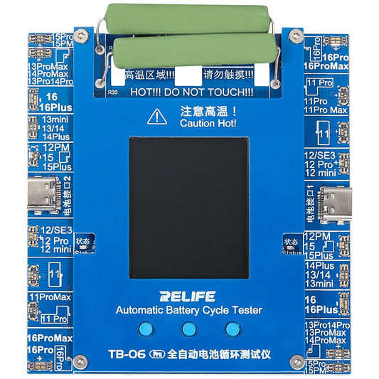 Relife TB-06 Pro servicetester til kontrol af cyklusantal for Apple iPhone 11 - 16 Series batterier