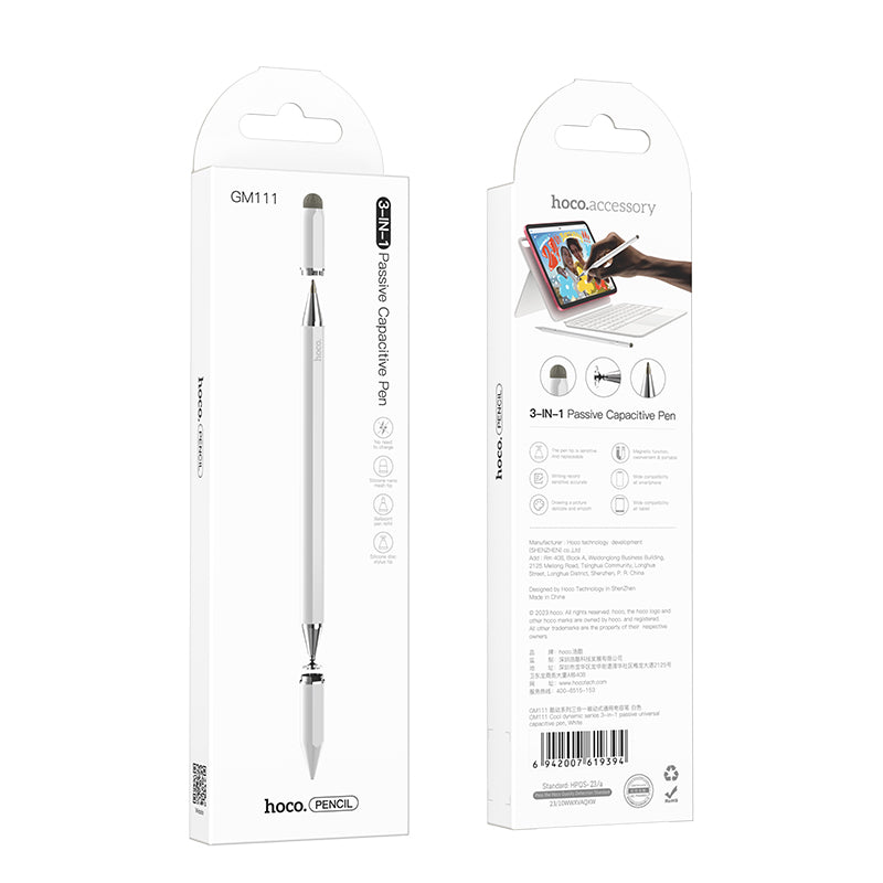 Touch Pen HOCO GM111 3i1, Hvid