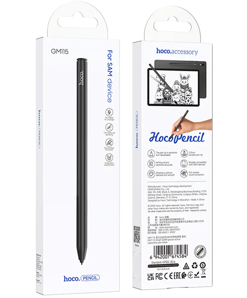 Touch Pen HOCO GM115, Sort