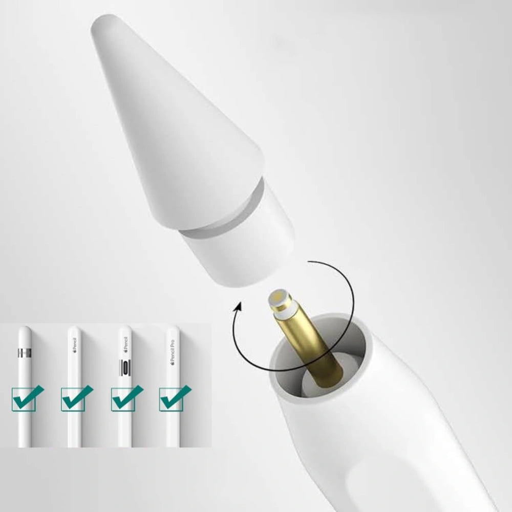 Tech-Protect Touch Pen-spids til Apple Pencil Series, sæt med 4 stk., hvid