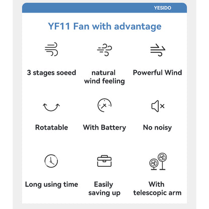 Gulvventilator Yesido YF11, Hvid
